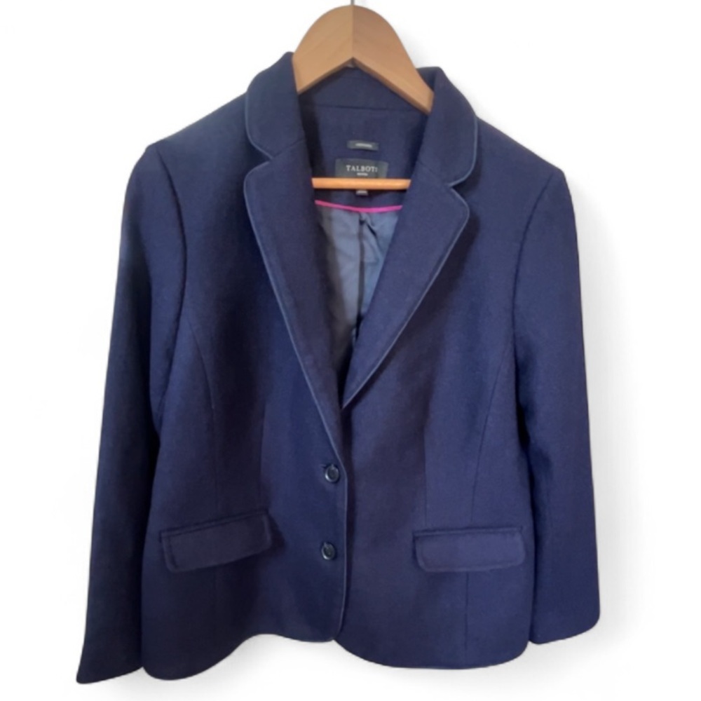Talbots Navy Two-Button Tailored Blazer with Notch Lapel